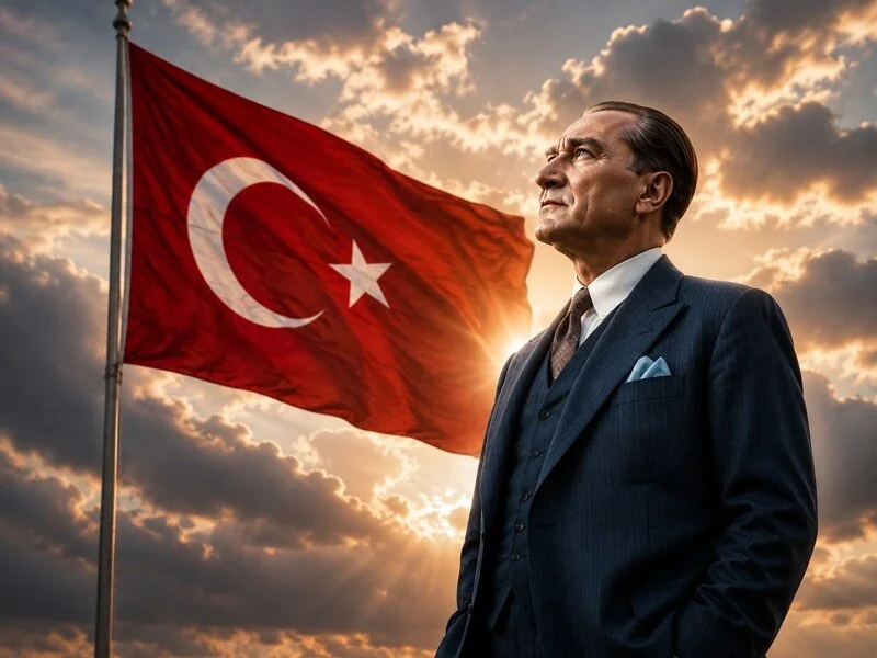 Gün batımı temalı Atatürk afişi Gün batımı temalı Atatürk afişi